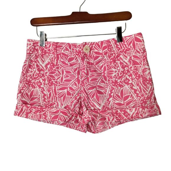 Lilly Pulitzer Womens Sz 2 Bright Pink Botanical Tropical Shorts Resort Vacation - Picture 1 of 5